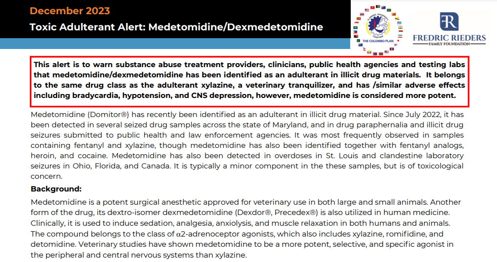 Medetomidine Public Health Alert